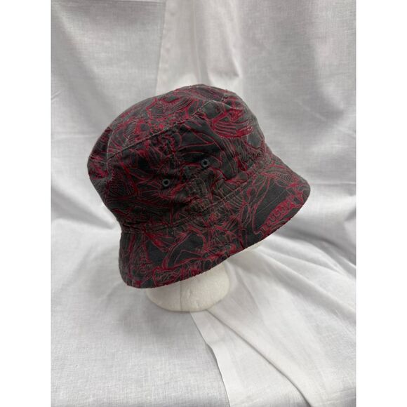 Air Jordan Retro Bucket Hat Black Red Abstract Pattern Streetwear Basketball - Picture 5 of 8